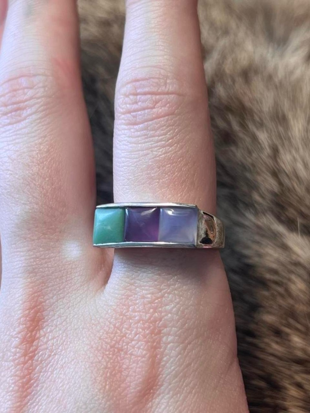 Chuck Clemency minimalist jade and amethyst ring